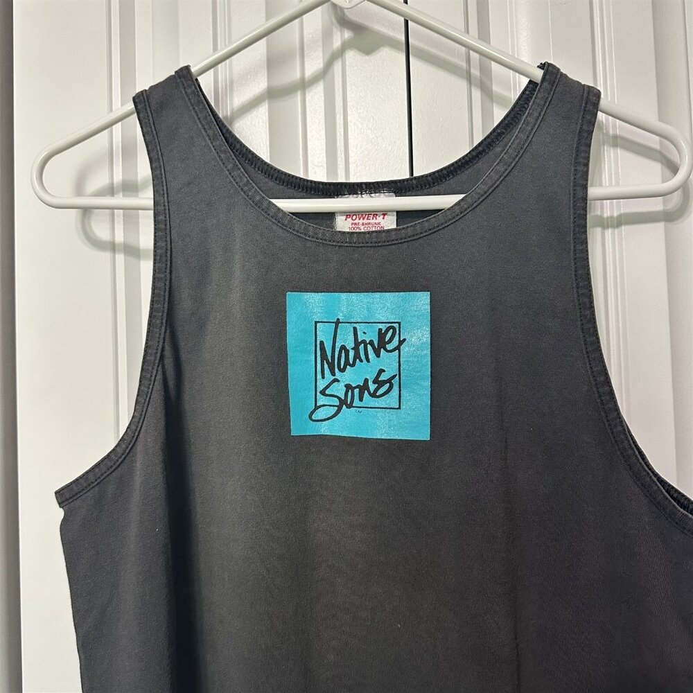Vintage Oneita Tank Muscle Shirt Mens Large Black Native Sons Surf Beach USA - Picture 2 of 5